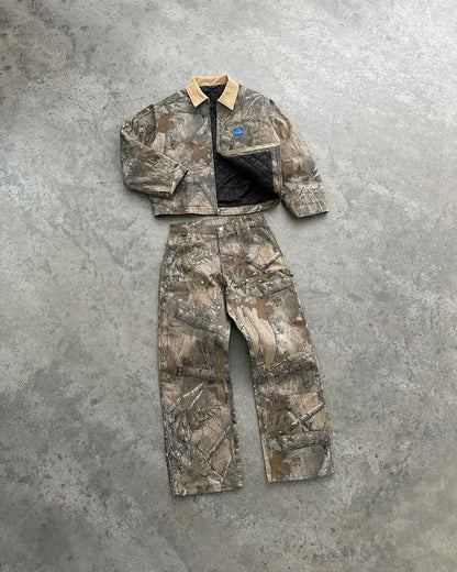 harajuku hunting camo hoodies y2k camouflage sweatpants two piece set streetwear oversized sweatshirts tracksuit men clothing casual joggers