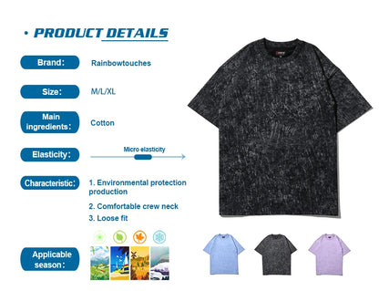 Rainbowtouches 2022 New T-Shirt Mens Tie Dye T-Shirts Cotton High Street Fashion Women Cyber Celebrity Couple T-Shirt Unisex Top Street King Limited