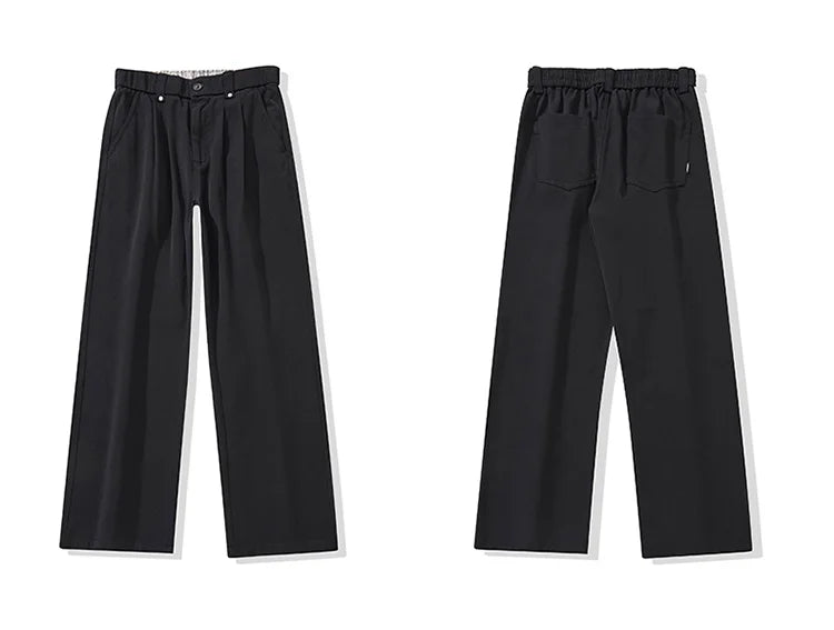 mens trend streetwear fashion loose casual plus size straight wide leg suit pant office man commute work pants trousers unique default style 2076