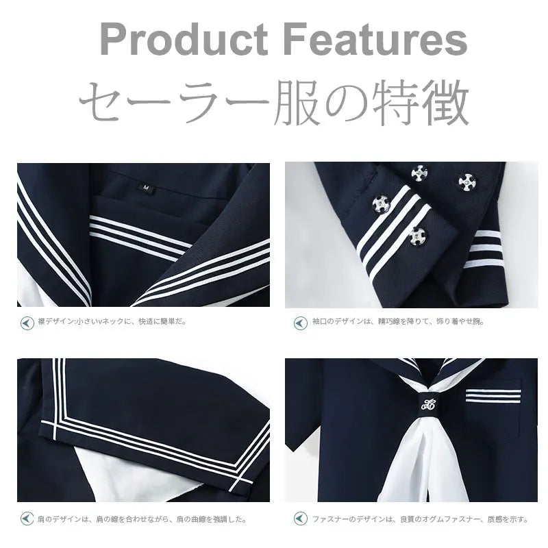 Navy Sailor Outfit Japanese Style School Uniform Skirt Girls JK Uniforms Student Sailor Dress Korean Student Seifuku COS Costume Street King Limited