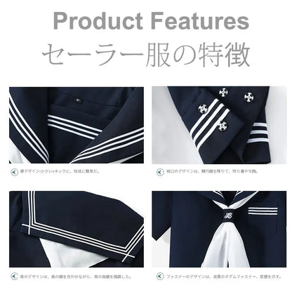 Navy Sailor Outfit Japanese Style School Uniform Skirt Girls JK Uniforms Student Sailor Dress Korean Student Seifuku COS Costume Street King Limited