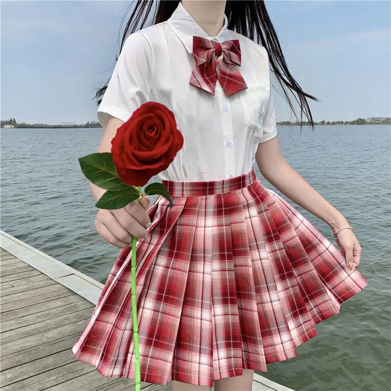 Jk Uniforms Gyaru School Uniform for Girl Student Pleated Skirt Uniform Set Women Short Sleeve Bow Tie Seifuku Japanese Style Street King Limited
