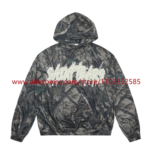 2024S New Autumn/Winter Vintage Men's Hoodie Sweatshirt High Street Washed Letter Printed Fashionable for Saint Tops Shinjuku Street King Limited
