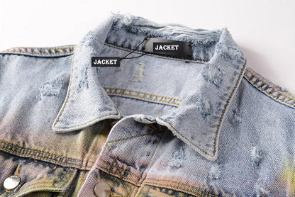 new 2023 gentleman men long chemist embroidered coconut graffiti denim baseball coats jackets abstract digital coat warm 72 vintage washed jeans