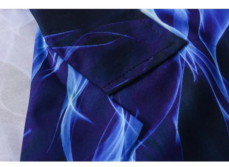 Dark Icon Blue Flame Polo Shirt Men Summer Light Weight Material Hawaiian Shirts Streetwear Men's Shirt Street King Limited