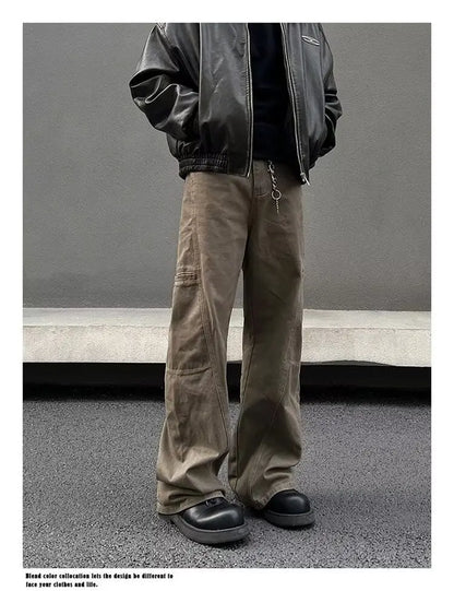 american high street retro men and women trendy straight work pants couple spring and autumn hip hop loose casual pants y2k unique default style 795