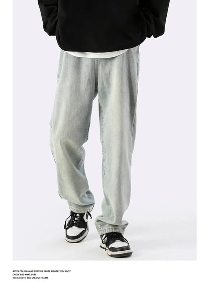 fashion loose streetwear denim basic pants unisex casual zipper jean pant hip hop trousers joggers men straight jeans traf homme streetwear sweatpants