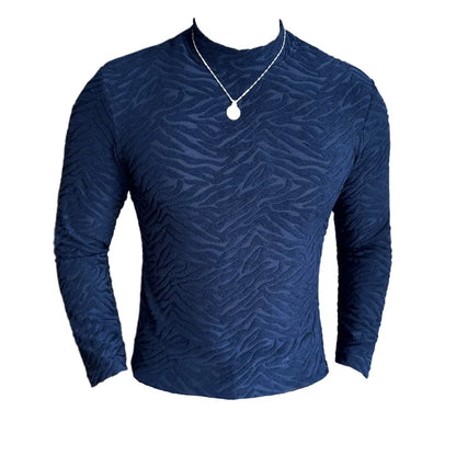 Semi-turtleneck Stretch Slim Fit T Shirt Men Long Sleeve Thicken Velvet Tiger-pattern Bottom T-shirt Business Casual Tshirt Street King Limited
