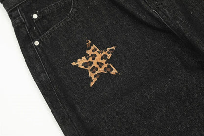 black baggy jeans men star patchwork straight denim pants fashion jeans male streetwear hip hop y2k loose trousers unique jeans style 4897