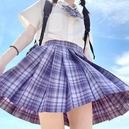 Jk Uniforms Gyaru School Uniform for Girl Student Pleated Skirt Uniform Set Women Short Sleeve Bow Tie Seifuku Japanese Style Street King Limited