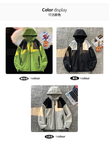 american style clash color waterproof jacket for men new outdoor climbing windbreaker casual punching jackets male coats unique default style 5146
