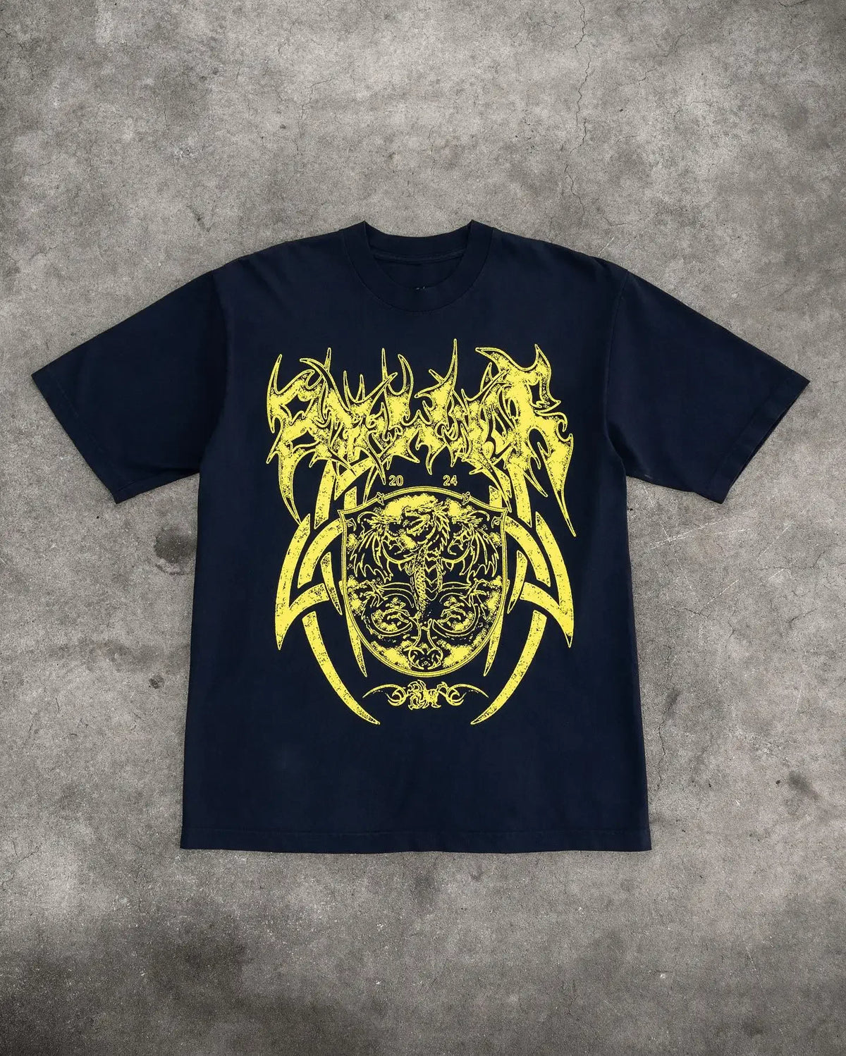 American Trendy Gothic Dragon Letter Printed Oversized T-Shirt Men's 2024 Streetwear Fashion Loose Round Neck Short Sleeve Top Street King Limited