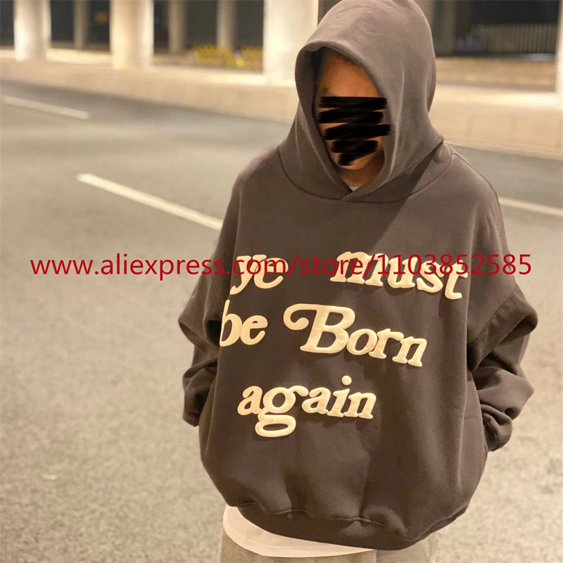 Autumn Winter New 2024 Vintage American Long sleeved Hoodie Men's Heavyweight Letter Embroidered Print High Street Tops Oversize Street King Limited