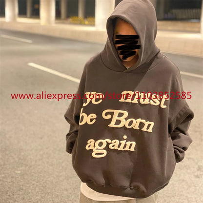 Autumn Winter New 2024 Vintage American Long sleeved Hoodie Men's Heavyweight Letter Embroidered Print High Street Tops Oversize Street King Limited
