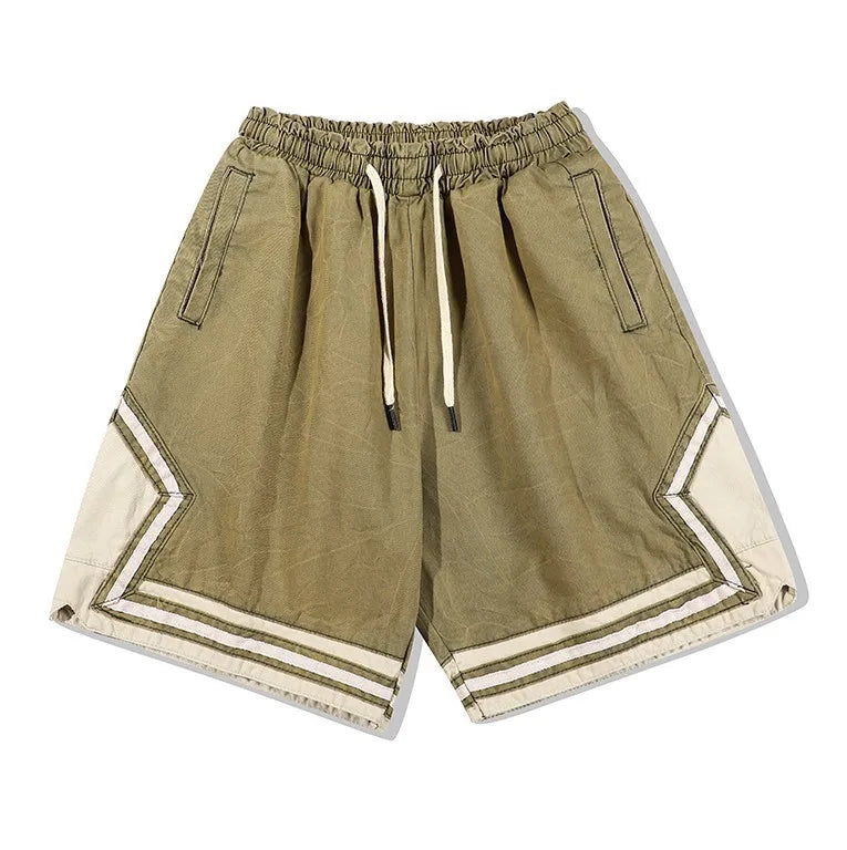 New 2021 luxury Novelty Men Comfortable Classic Striped DIRTY Old Wash Skateboard Street Cotton Casual Shorts Kanye west A202 Street King Limited