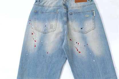 Men's Blue Flared Jeans Fashion Designer Ripped Vintage Denim Pants 2024 New Fashion Casual Jeans Trousers Street King Limited