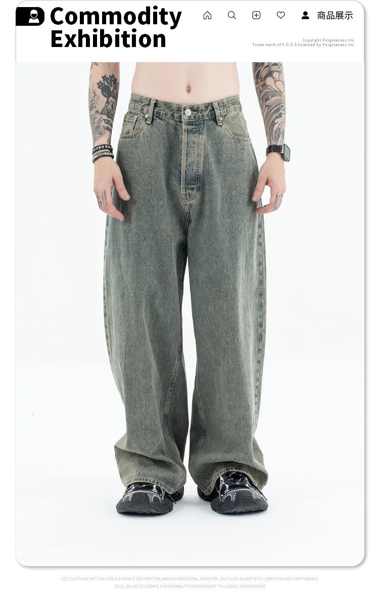 Autumn and winter new mud-dyed jeans Street King Limited