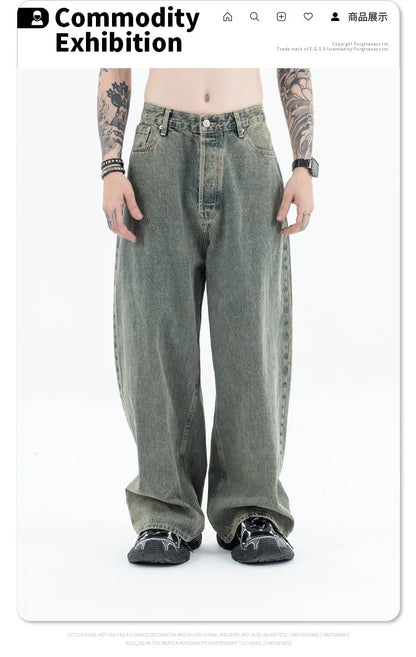 Autumn and winter new mud-dyed jeans Street King Limited