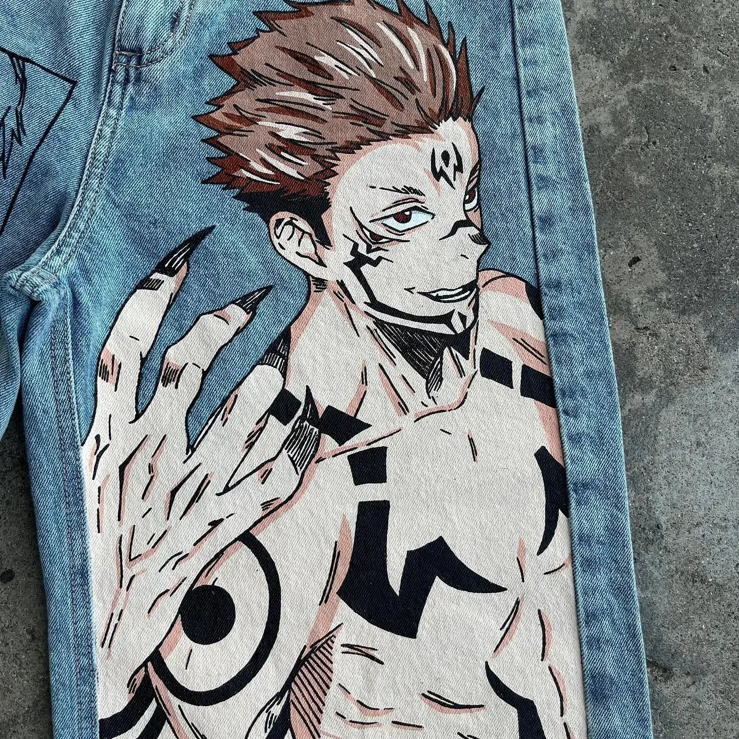 harajuku slifer the sky dragon print y2k men s jeans popular anime baggy jeans wide leg pants streetwear trouser men clothing unique jeans style 4389