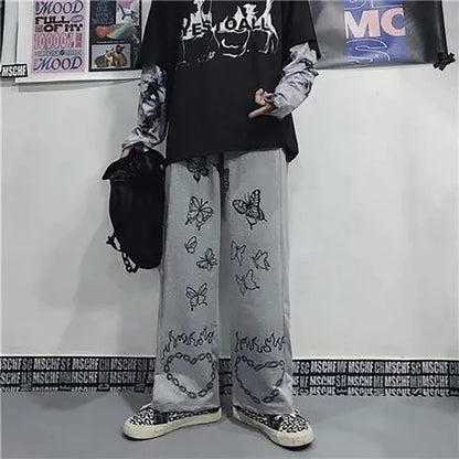 Wide Leg Summer Pants Clothes For Woman Korean Fashion Butterfly Print Harajuku Streetwear Y2k Clothes Pants Trousers Woman Street King Limited