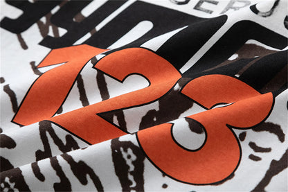 2024 Summer And Spring 123 Letter Print GYMGNO Graffiti Slogan Worn Retro Long Sleeve T Shirt Pullover Sweatshirt Street King Limited