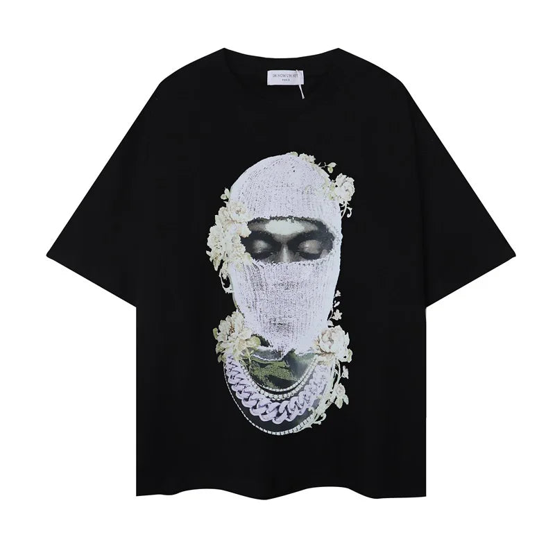 2024ss New IH NOM UH NIT T-shirt Masked Gold Necklace Printing Men Woman Good Quality Chaopai Top Tees Street King Limited