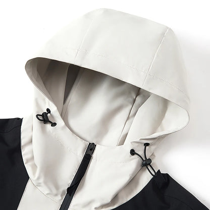 autumn new punching jacket waterproof outdoor wear man fashion splicing colour collision leisure jacket basic unisex coats menswear bottoms