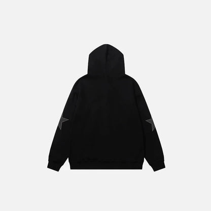 American Zip Up Hoodie Jacket Y2K Grunge Vintage Star Patch Punk Gothic Loose Hooded Sweatshirt Coat Harajuku Cotton Streetwear Street King Limited
