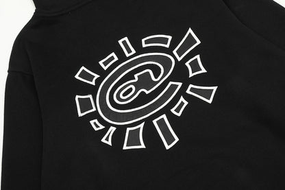 Harajuku Logo Embroidery Thick Fleece Hooded Hoodies for Men and Women Pullover Baggy Casual Sweatshirts Oversized Loose Hoody Street King Limited