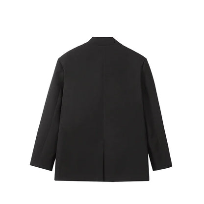 men fashion streetwear vintage stand collar loose casual black suit blazer jacket couple spring autumn coat outerwear unique default style 808