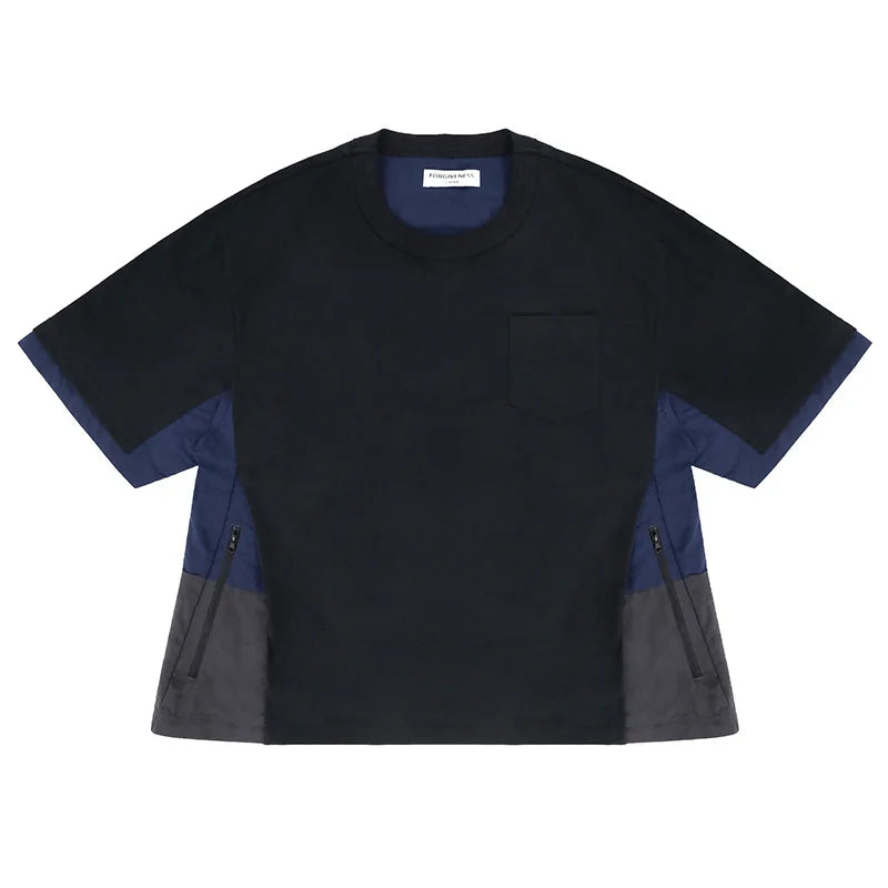 Side stitching color bump hem drawstring plus two layers of short-sleeved shirt profile Street King Limited