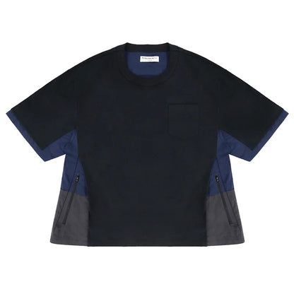 Side stitching color bump hem drawstring plus two layers of short-sleeved shirt profile Street King Limited