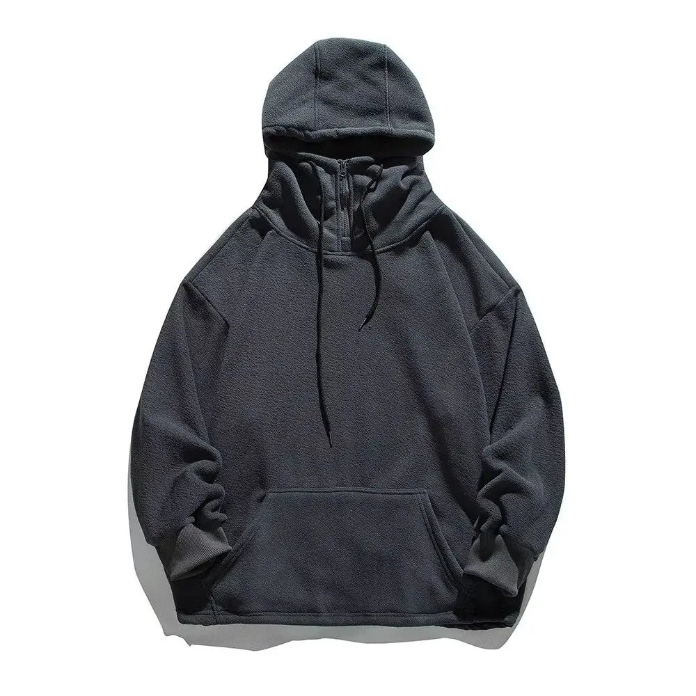 Men Women Winter Fleece Hoodies Korean Style Half Zipper Harajuku Hip Hop Hooded Sweatshirt Street Oversized Couple Pullovers Street King Limited