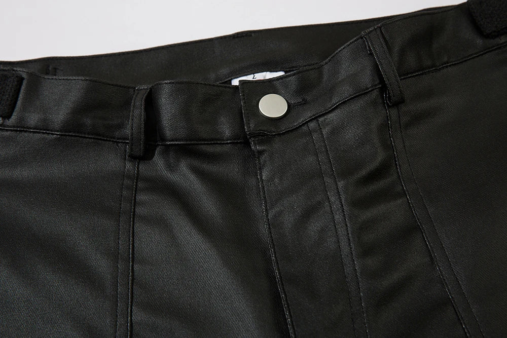 high street striped pu leather cargo pants mens harajuku straight ropa hombre loose overalls oversized casual trousers unique cargo style 5684