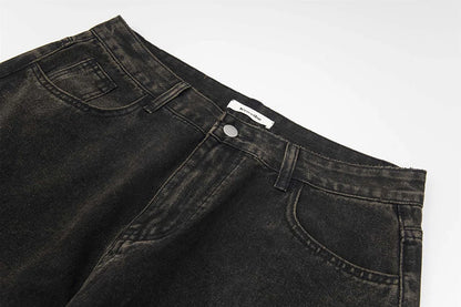 vintage black mens jeans patchwork hip hop baggy jeans man streetwear harajuku loose straight denim pants unique jeans style 4192