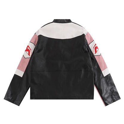 racing jackets fashion letter embroidery patchwork zipper jacket coats men hip hop pu lether outerwear casual streetwear jackets unique default style 4240