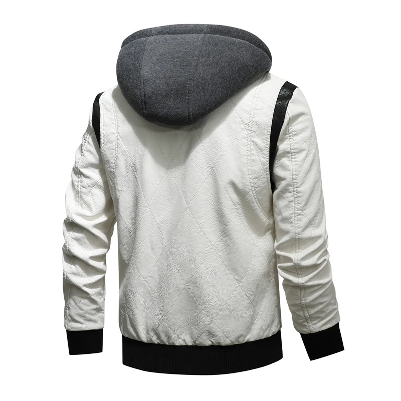 Autumn Winter Bomber Leather Jacket Men Scorpion Embroidery Hooded Jacket PU Leather Motorcycle Mens Ryan Gosling Drive Jacket Street King Limited