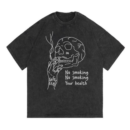 Rainbowtouches Washed Men's New T Shirt Vintage Unisex Skulls Print Design Shirt High Street Graphic Fashion Loose Mens T Shirts Street King Limited