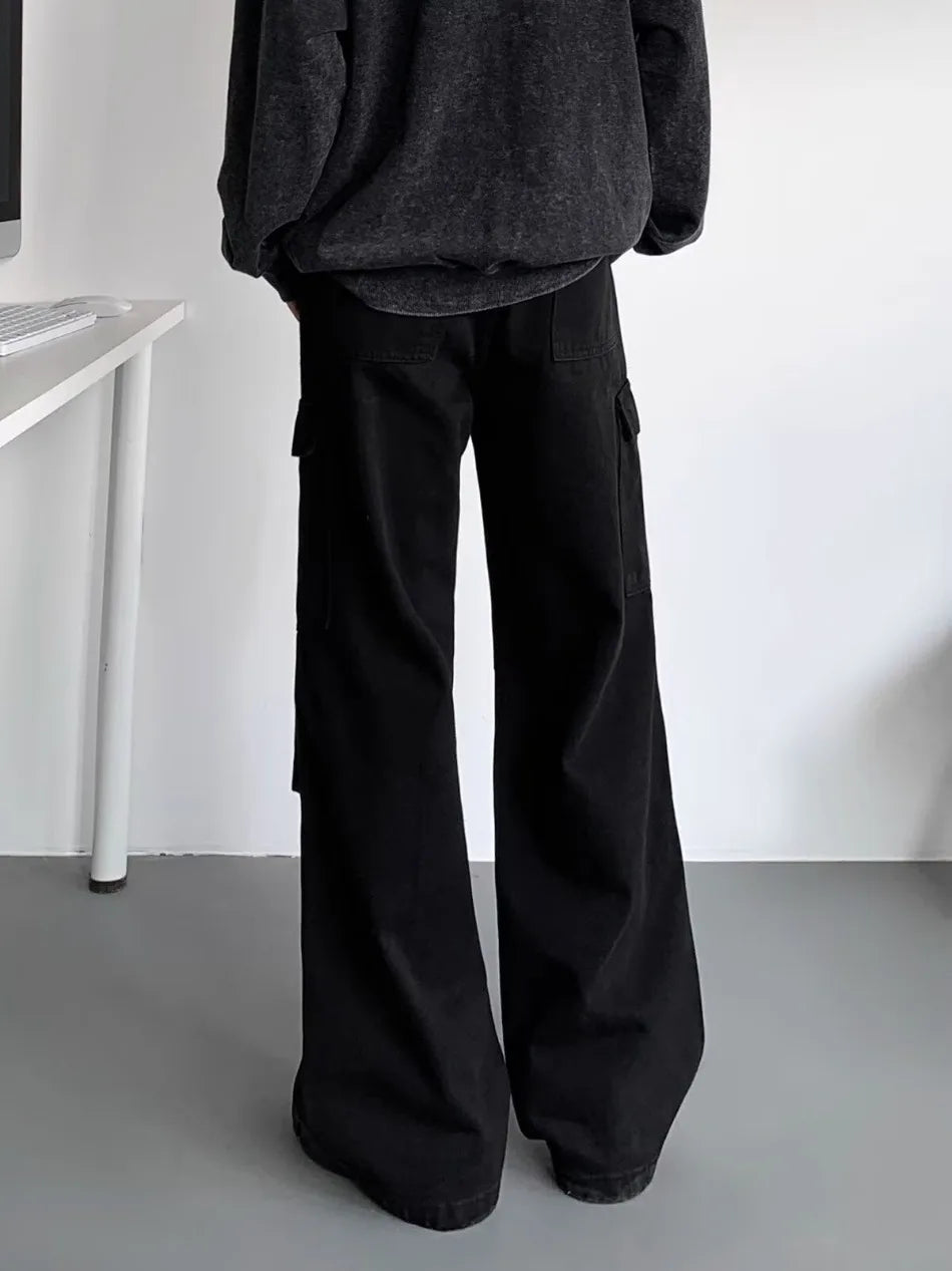 American Tie Dye Cargo Pants Mens Autumn Vintage High Street Straight Leg Trousers Casual Multi Pocket Loose Overalls Male Street King Limited