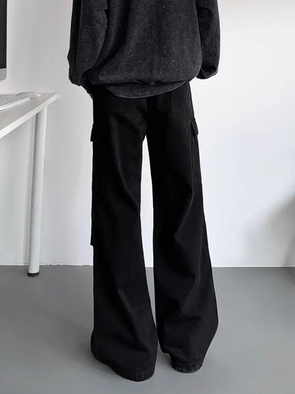 American Tie Dye Cargo Pants Mens Autumn Vintage High Street Straight Leg Trousers Casual Multi Pocket Loose Overalls Male Street King Limited