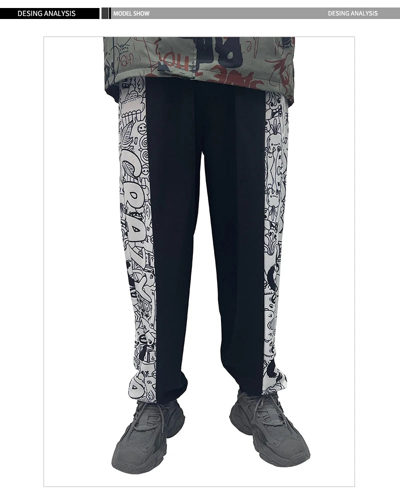 rainbowtouches 2022 brand mens casual pants high street printing loose straight men fashion mens trousers unisex unique default style 574