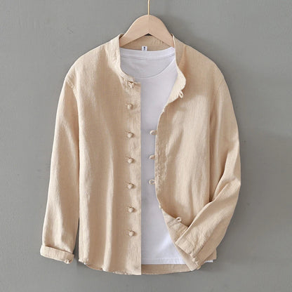 Men's Shirt Vintage Cotton Linen Long Sleeve Shirt Spring Summer Autumn Loose Fashion Casual Blouse Male Plus Size Cardigan Top Street King Limited