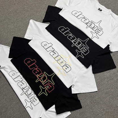 2024ss Drama Call T-shirt Men Women 1:1 High Quality Stars Letter Print Fashion Street Lovers Casual Tops Tee Street King Limited