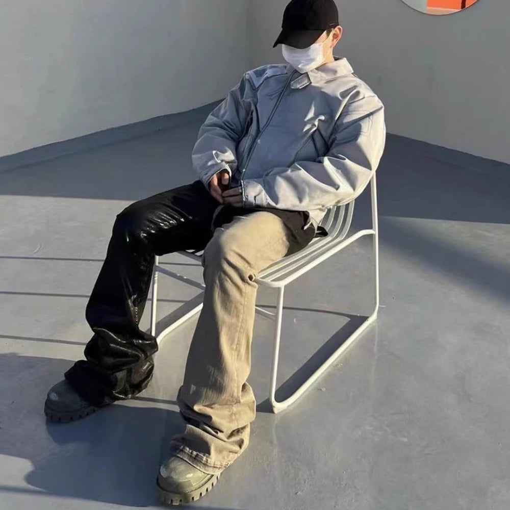 ro style ribbons patchwork gradient stacked wax pants unisex straight streetwear baggy y2k flare jeans oversized loose cargos 1 unique cargo style 937