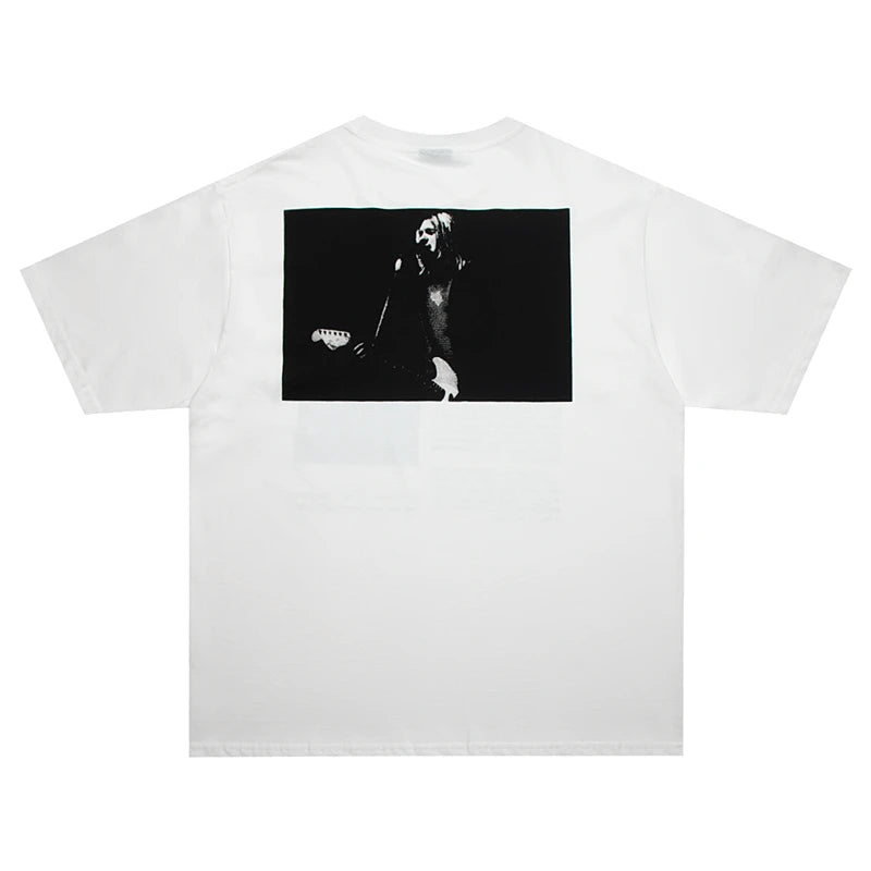 Vintage Band Cobain Portrait Print Heavyweight Short Sleeve High Street Casual Loose Cotton 90S Rock T-shirt High-quality Tops Street King Limited