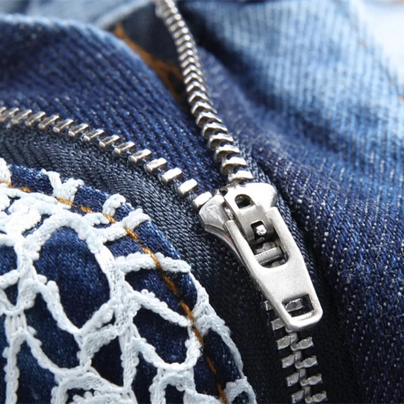 fashion stars patchwork mesh denim jeans new casual slim fit biker trousers skinny jeans men streetwear hip hop pants joggers urban active pants