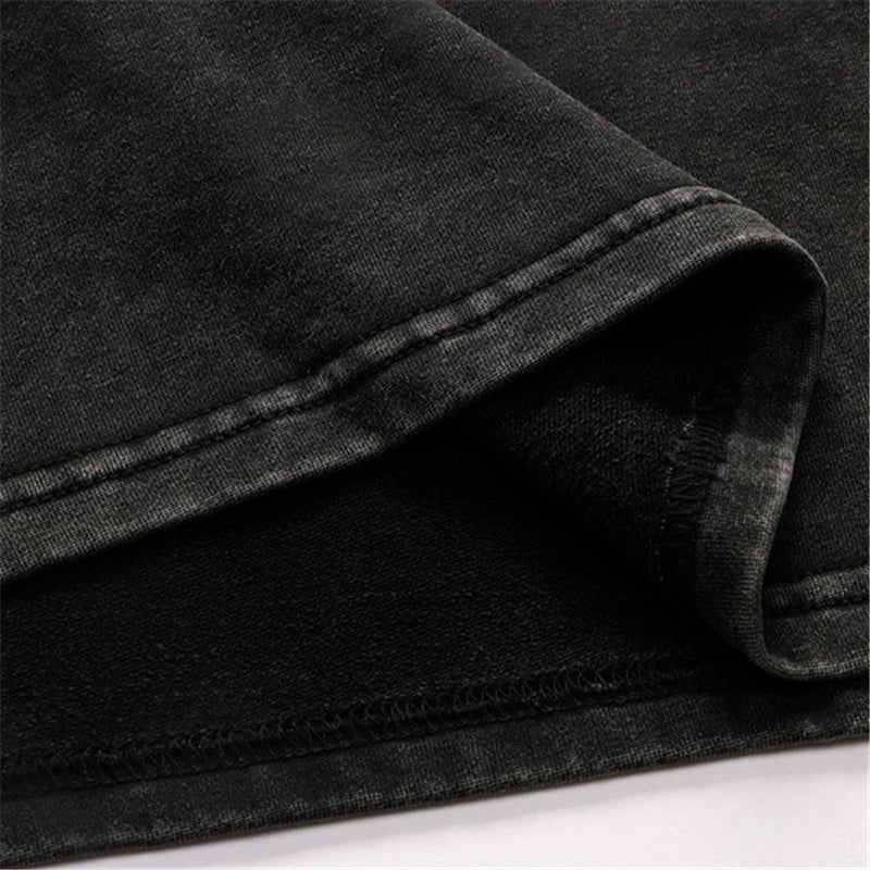 Rainbowtouches Washed Long Sleeve T-Shirts Vintage Pattern Long T-Shirts Men High Street Fashion Washing Oversized Men Street King Limited