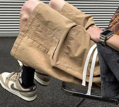 Korean Khaki Cargo Shorts for Men and Women in Summer Y2K Japanese Retro Casual Wide-leg Harajuku Trendy Sports Shorts Street King Limited