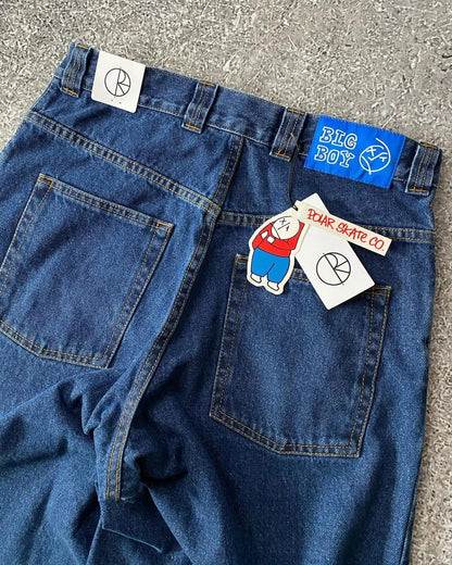 retro hip hop streetwear big boy jeans y2k embroidery pattern black baggy jeans pants men women fashion pants clothing unique jeans style 968