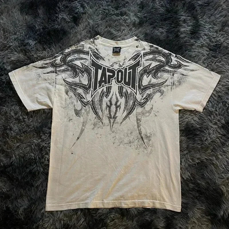 Street Y2K New Hip Hop Vintage Cotton T-shirt Men Harajuku Fashion Trend Joker Short Sleeved T-shirt Couple Casual Loose T-shirt Street King Limited